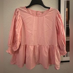 Boutique top- light pink peplum